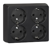 Surface wall socket outlet 4-way earthed 250V~,16A IP20
