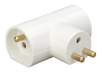 Lamp adaptor 2X6A adaptor, earthed, white