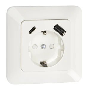 opal Vägguttag opal 1s/16a/ip20 ppj+2xusb vit