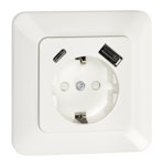 Schuko outlet With 2 USB ports, white