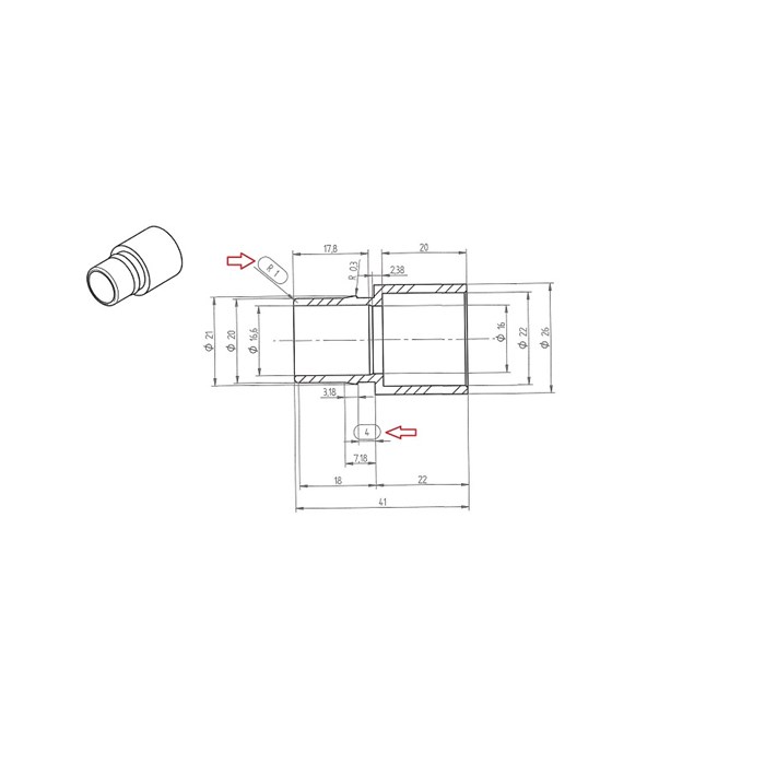 Muffe 16-20mm sort flammesikker