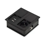 VÄGGUTTAG DESK-2 USB SVART