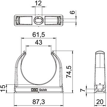 obo bettermann Tube clamp obo 2955 m63, pp, grey
