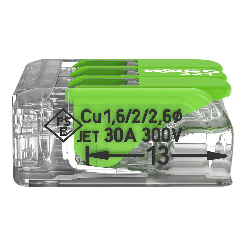 wago Toppkontakt 221-sarja 3-polig, 0.5-6.0mm2, in 41a