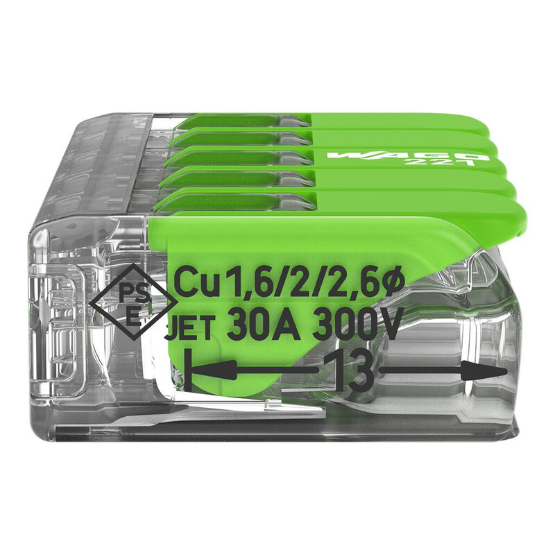 wago Toppkontakt 221-sarja 5-polig, 0.5-6.0mm2, in 41a