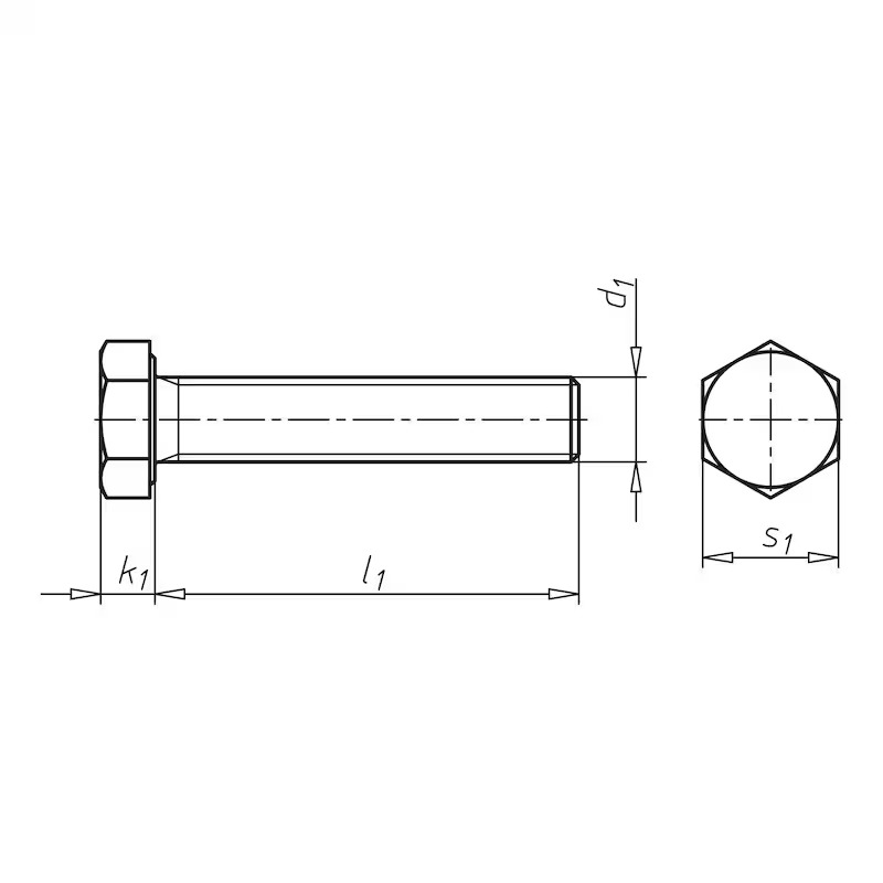 prof Hex screw prof din933 full thr m10x25 8.8 zn 100pcs