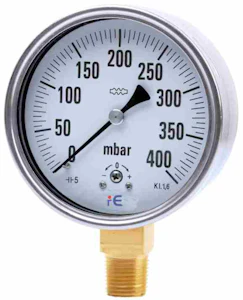 remart Kapsulas manometrs gāzei d100, 0-400 mbar, g 1/2",1,6%