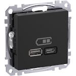 EXXACT USB UTTAK 45W ANTRASITT TYPE A (7,5W) + TYPE C (45W)