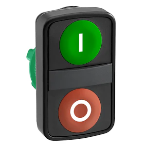 schneider electric Dubbeltrycke grön "i", röd "o"
