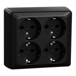SOCKET OUTLET ELKO RS16 RS SO 4-WAY W/EARTH S BLACK