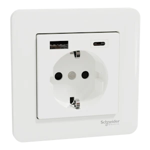schneider electric Socket-outlet exxact schuko so w/ usb charger white