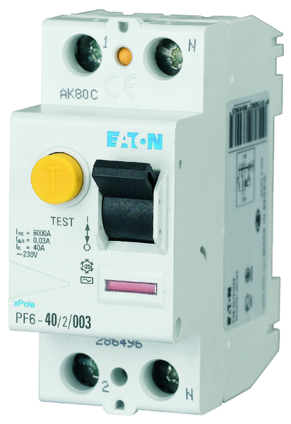 RIKKEVOOLUKAITSE PF6 2P 40A 30mA 6kA AC-KLASS