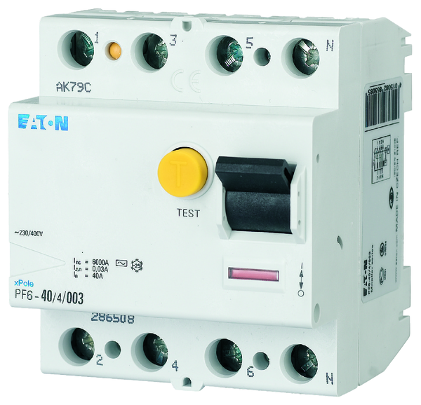 RIKKEVOOLUKAITSE PF6 4P 40A 30mA 6kA AC-KLASS