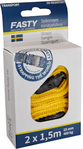fasty Spännrem 25mmx1,5m gul 400 kg 2-pack