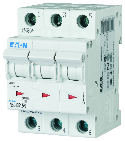 eaton Johdonsuojakatkaisija eaton pls6-b2,5/3 6ka 3-nap b 2,5a
