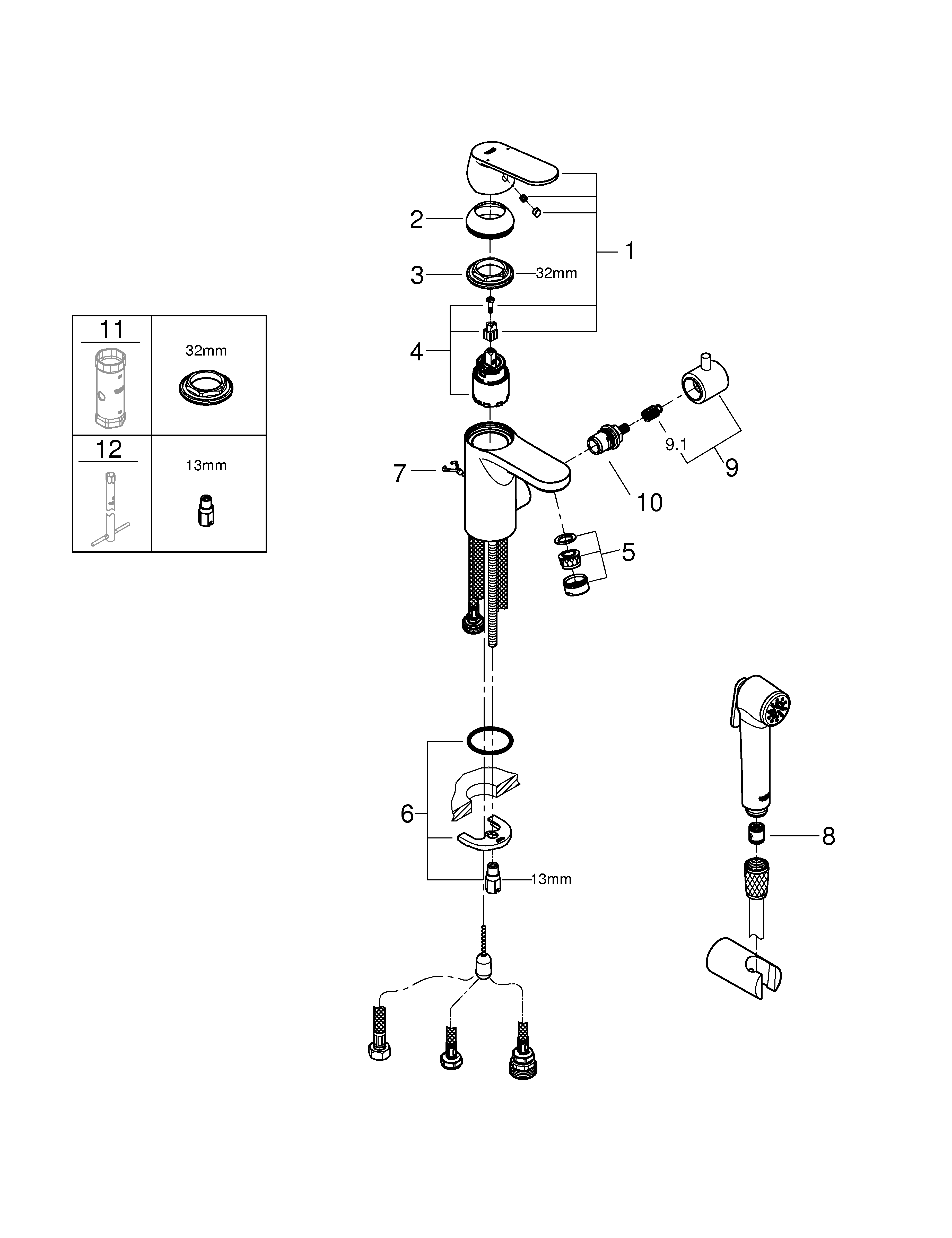 grohe Pesuallashana grohe 23950000 es cosmo bide, pkv