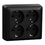 SOCKET OUTLET ELKO RS16 RS SO 4-WAY W/EARTH S BLACK