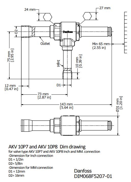 danfoss Expansionsventil akv 10p7 068f5217