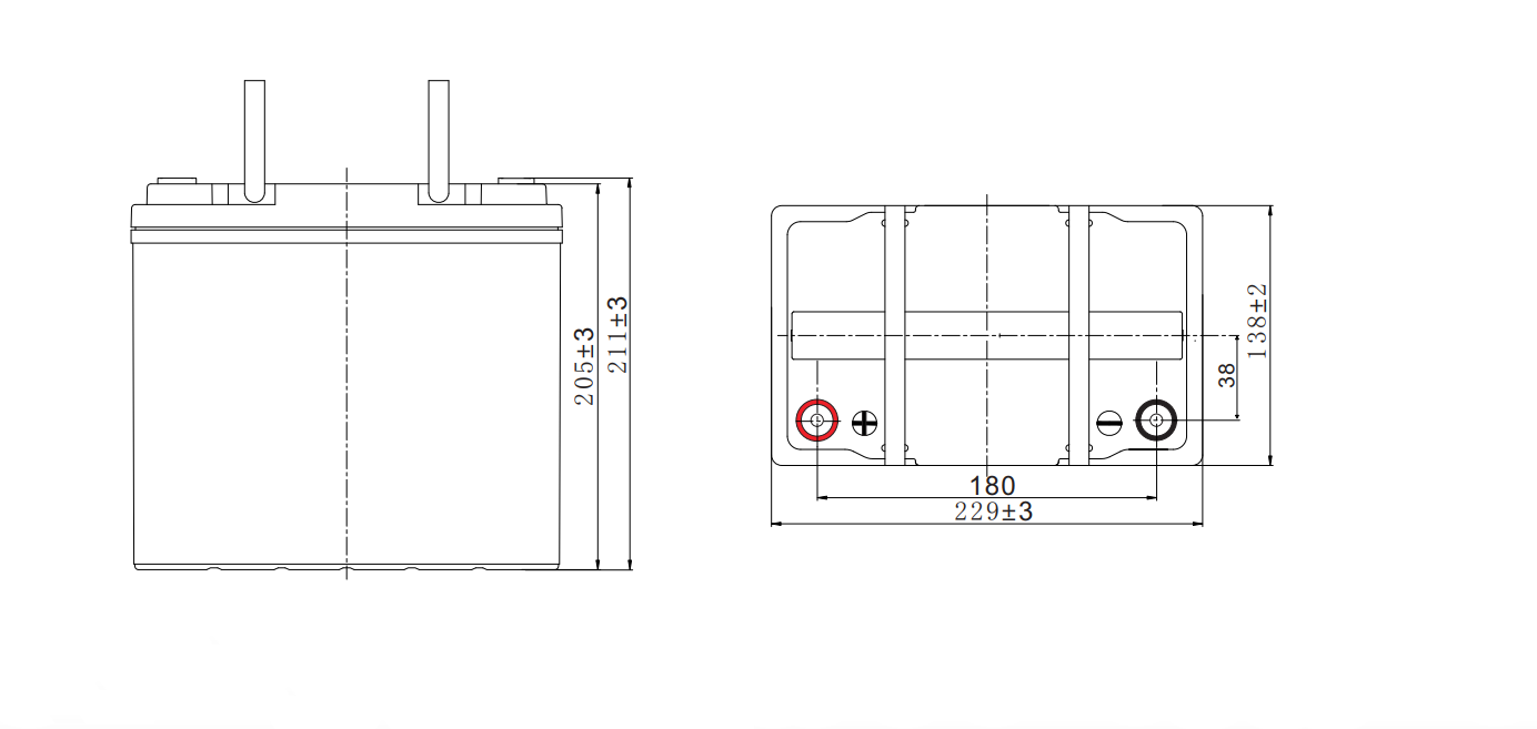ct-leader Ventilreglerat agm blybat ct55 -12 239x132x235 12v 55ah