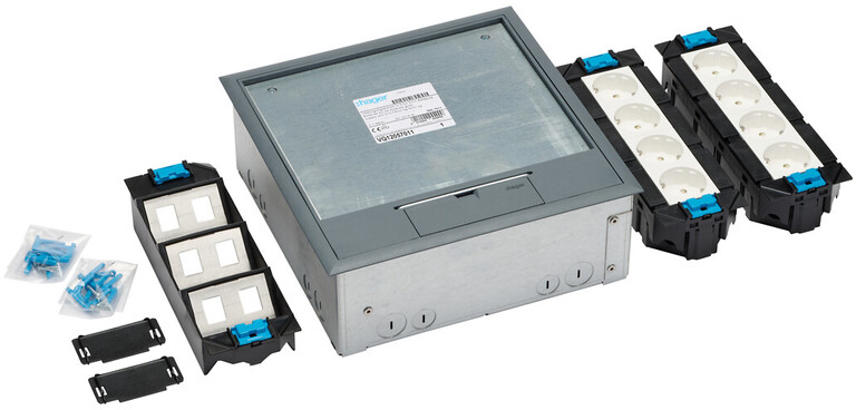 hager Floor box electraplan.ve-ee udkq12 pa 243x243x95 gray