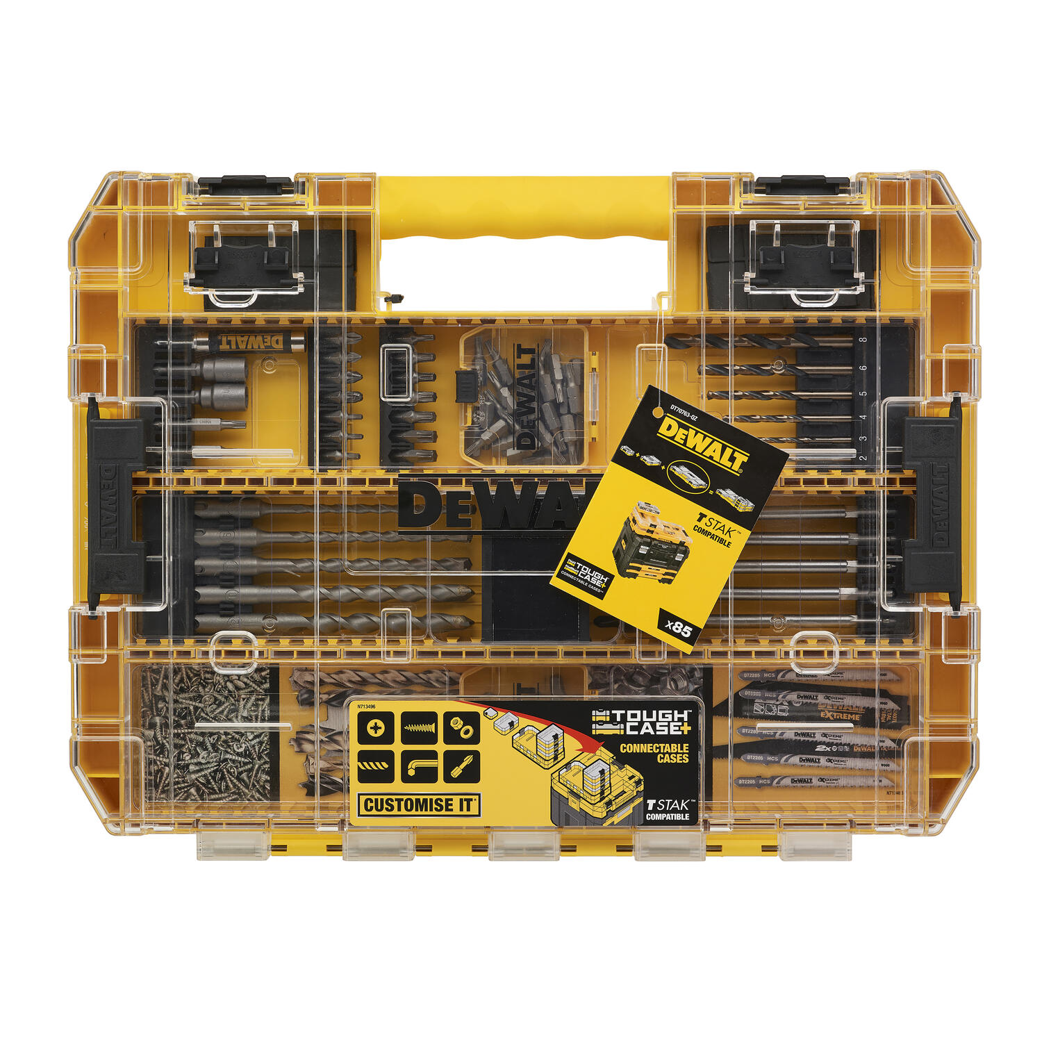 PORANTERÄ- JA TERÄSARJA DEWALT 85 OSAINEN TOUGHCASE L