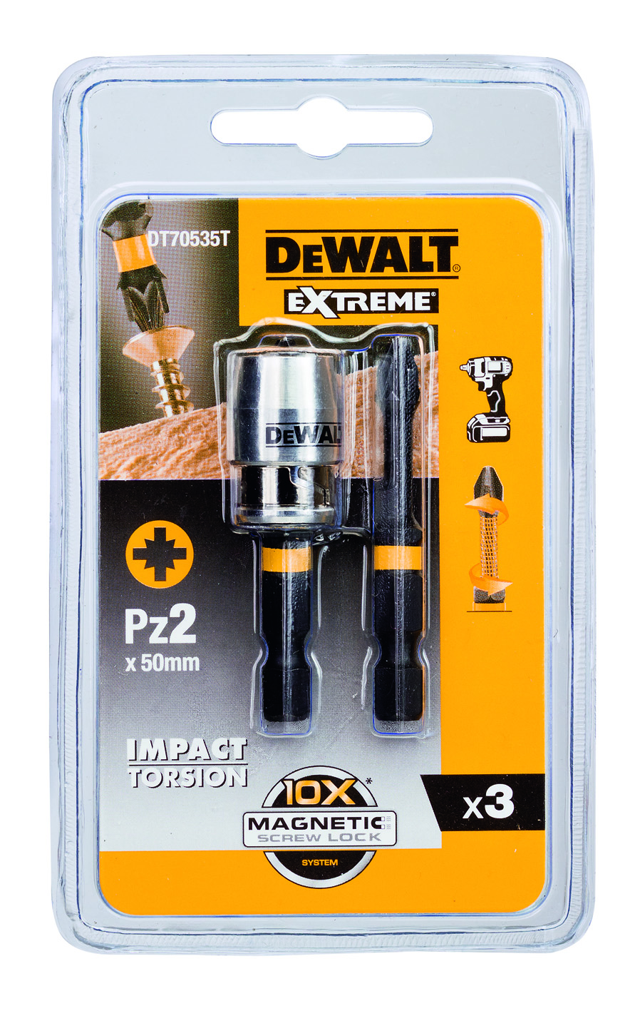 TORSIONBITS DEWALT PZ2 50MM 2DEL