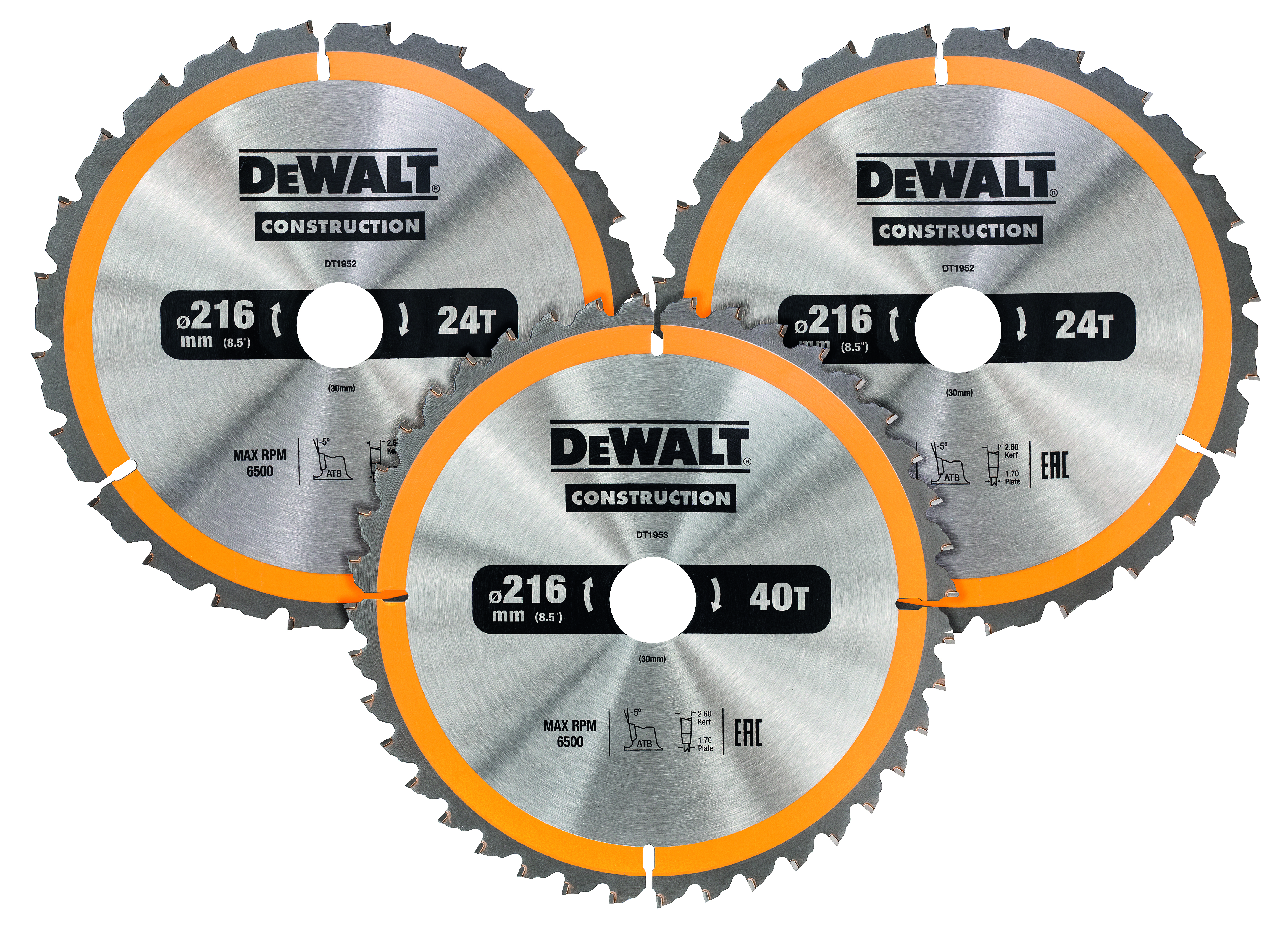 SAHANTERÄPAKKAUS DEWALT 216MM 3KPL
