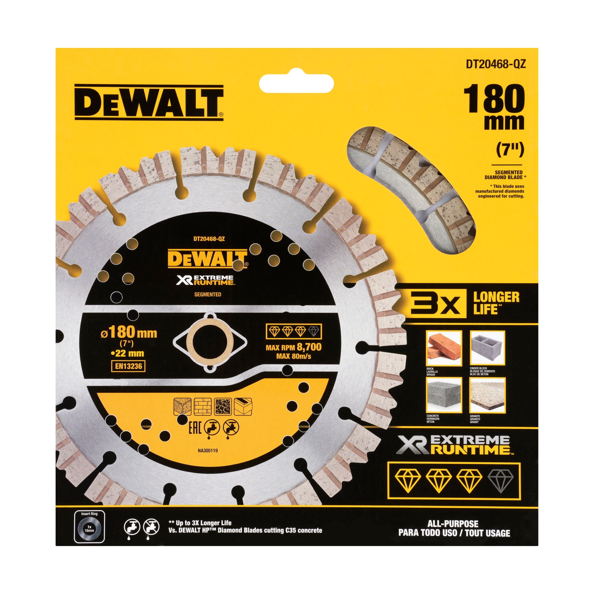 DIAMOND BLADE DEWALT 180MM