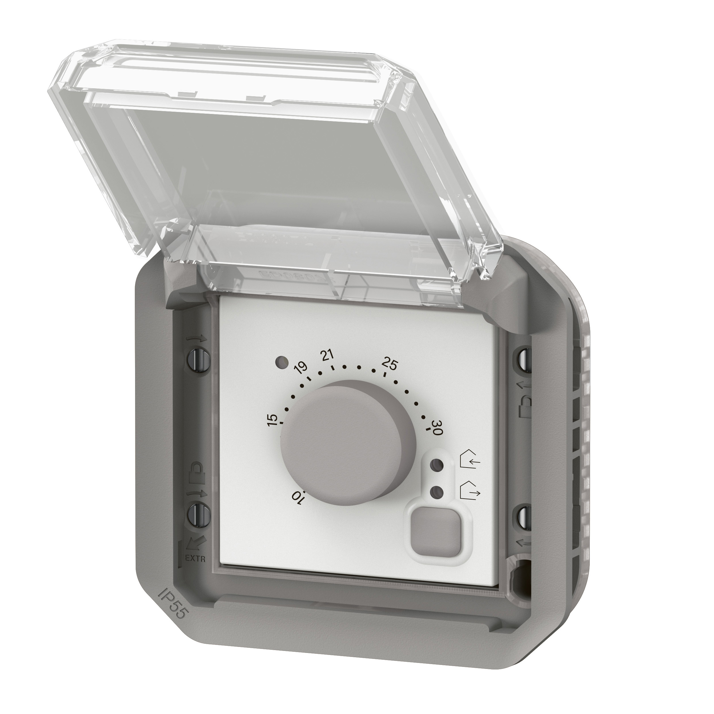 legrand Tryckknapp plexo elec thermostat gr/wh mech