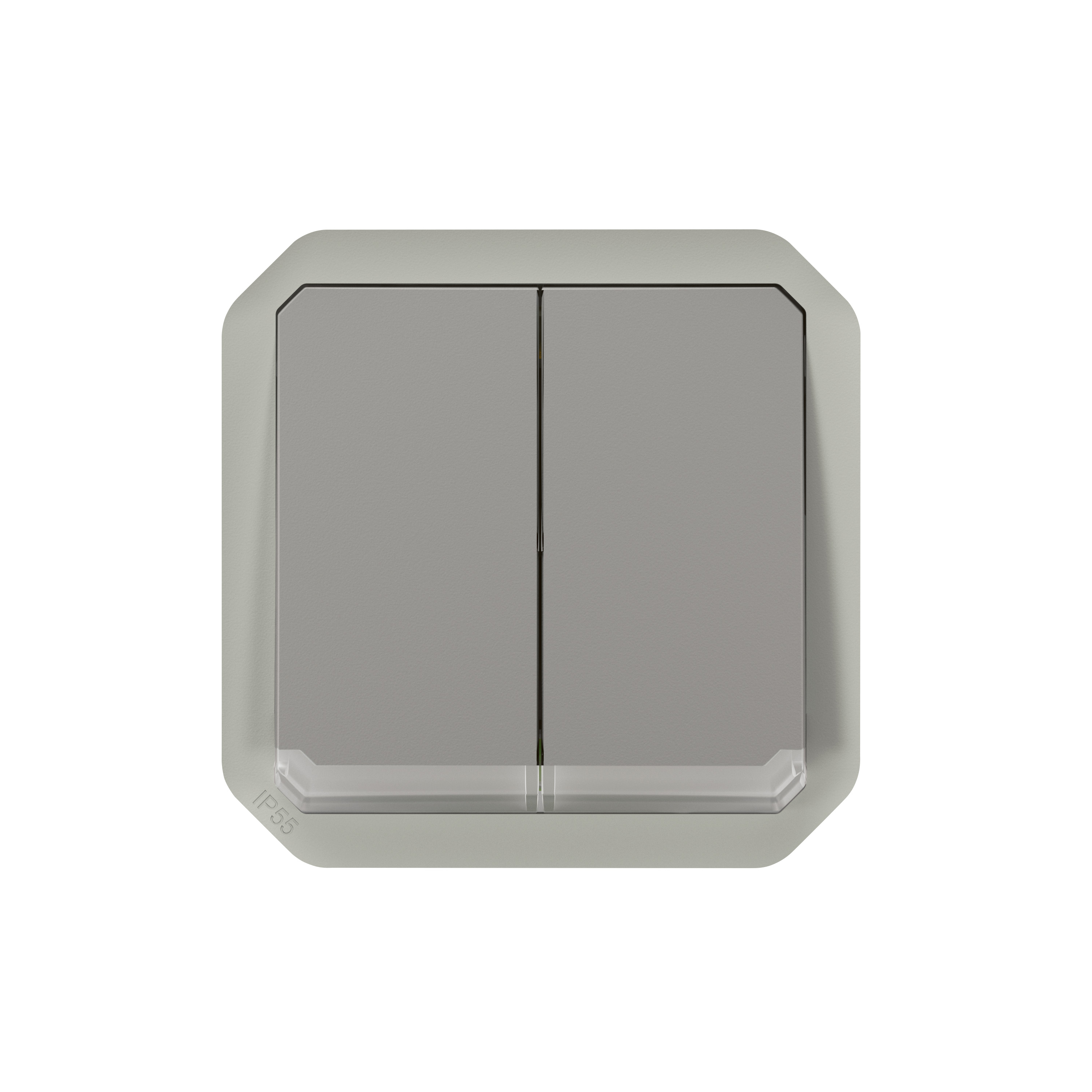 legrand Switch plexo 2g-2w sw/push lum grey mech