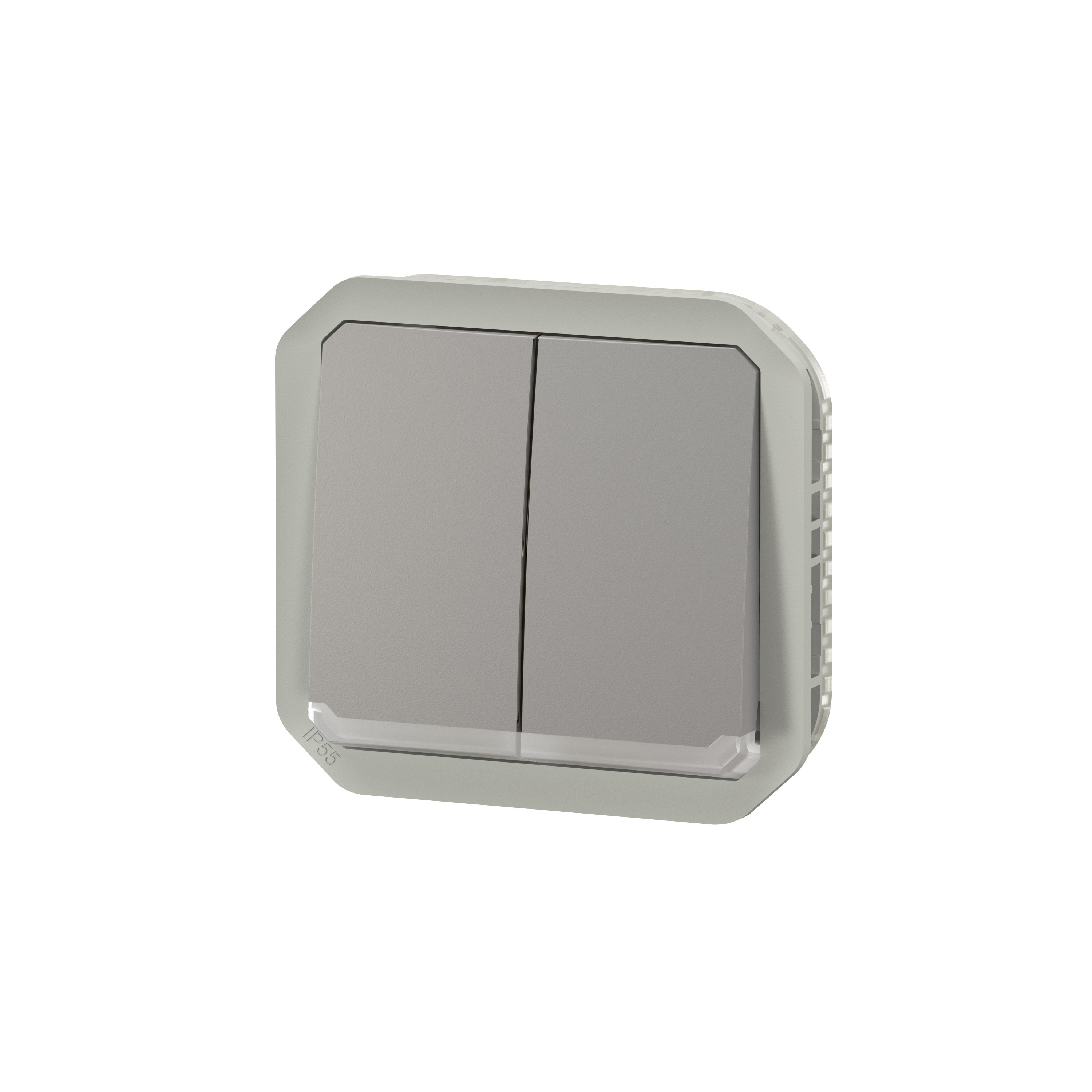 legrand Switch plexo 2g-2w sw/push lum grey mech