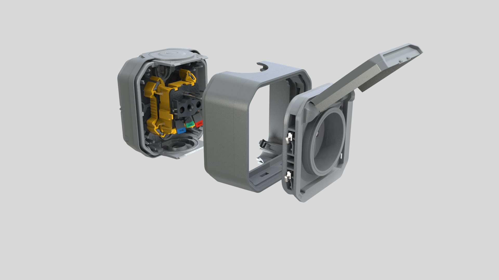 legrand Ytkapsling plexo 1g box 2xglands 1entry grey