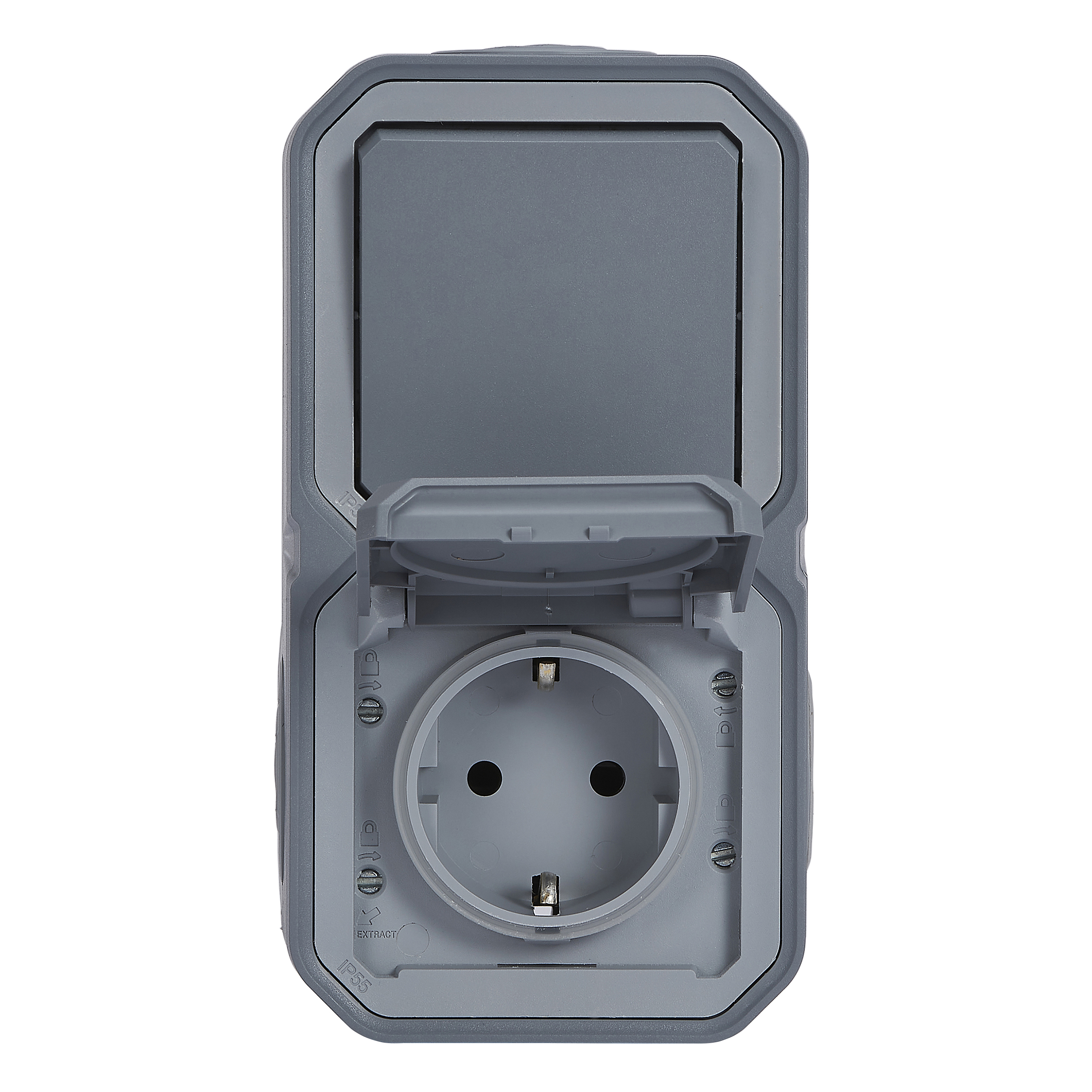 legrand Tryckknapp plexo 2g germ skt+1g/2w  grey surf