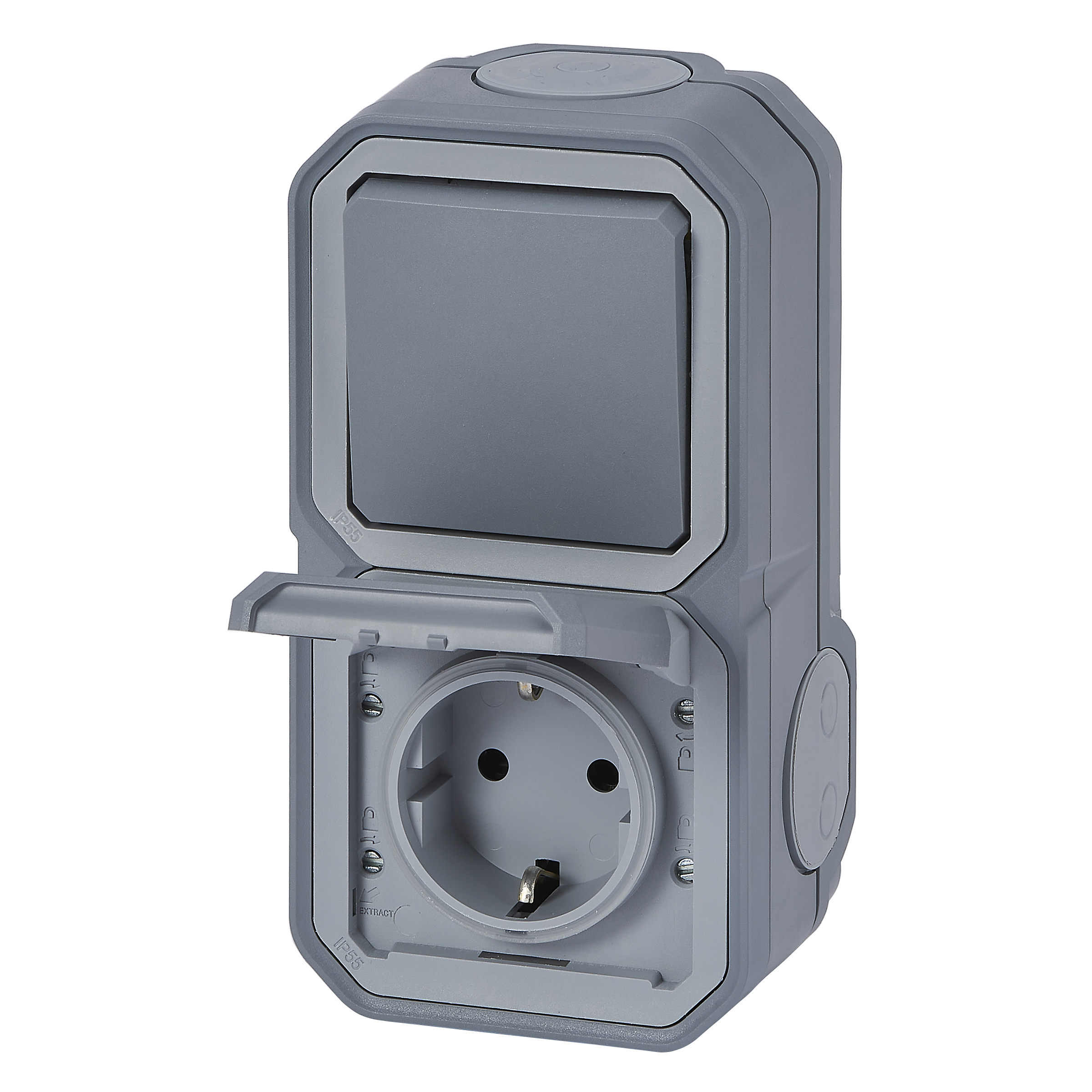 legrand Tryckknapp plexo 2g germ skt+1g/2w  grey surf
