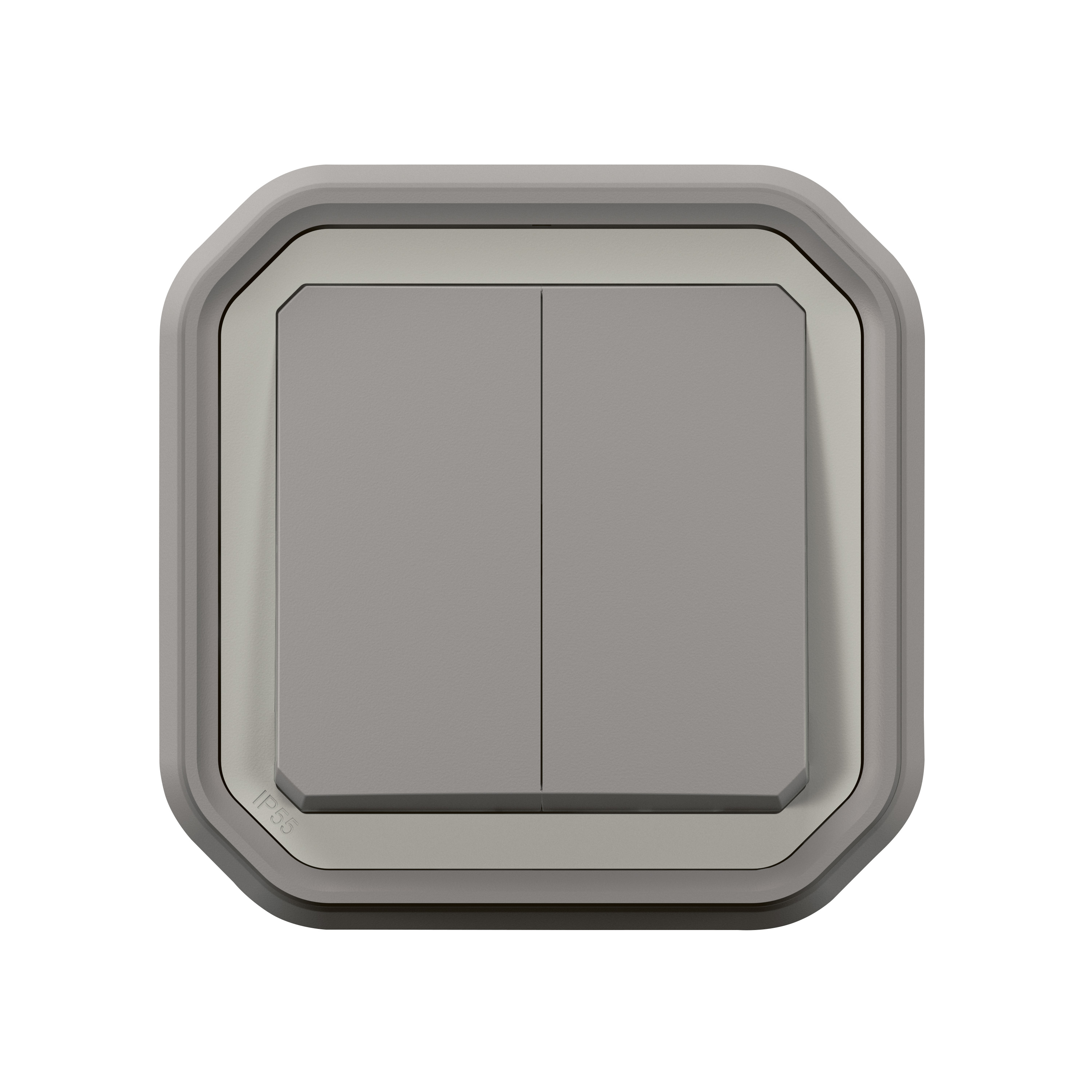 legrand Switch plexo 2g-2w sw/push 10ax grey flush