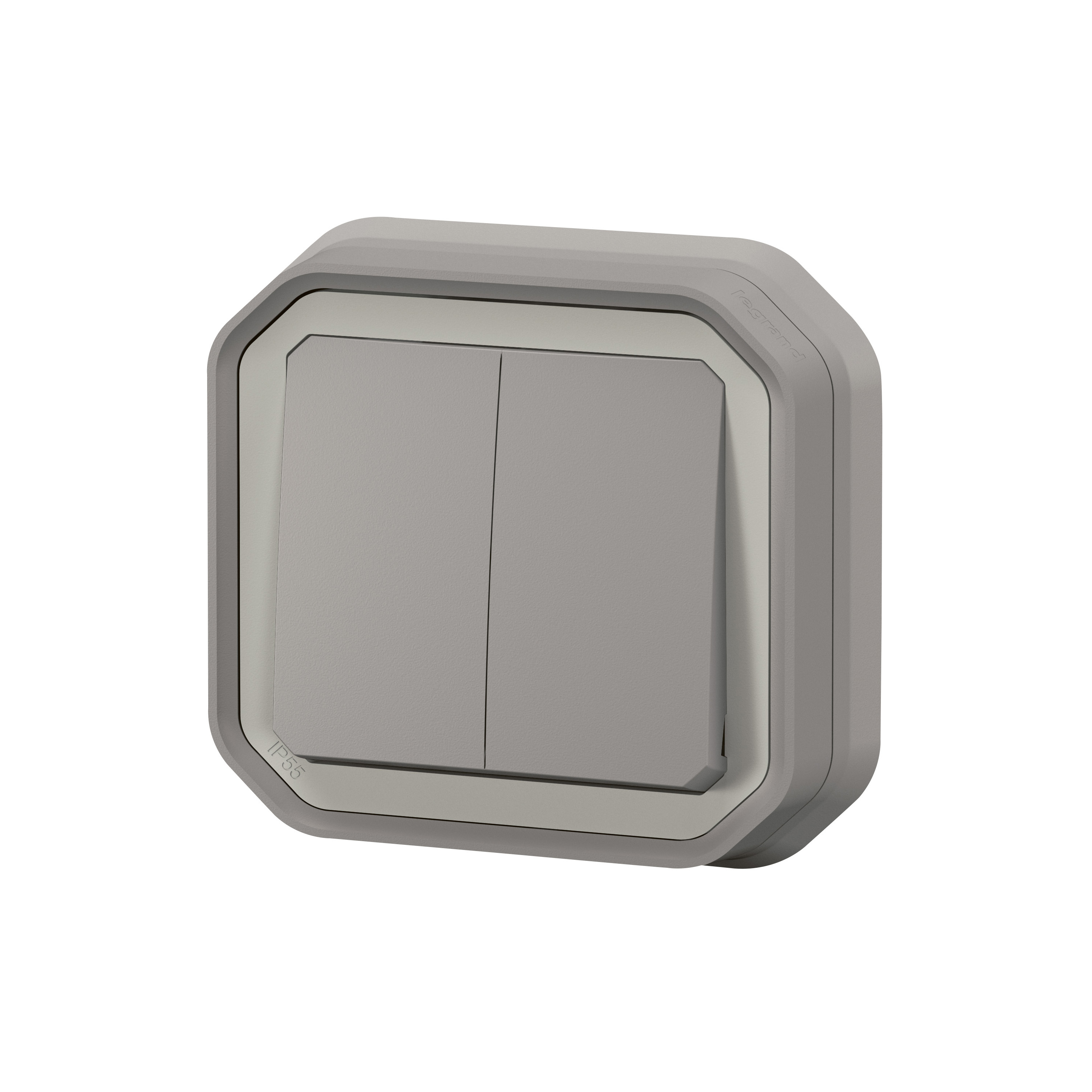 legrand Switch plexo 2g-2w sw/push 10ax grey flush