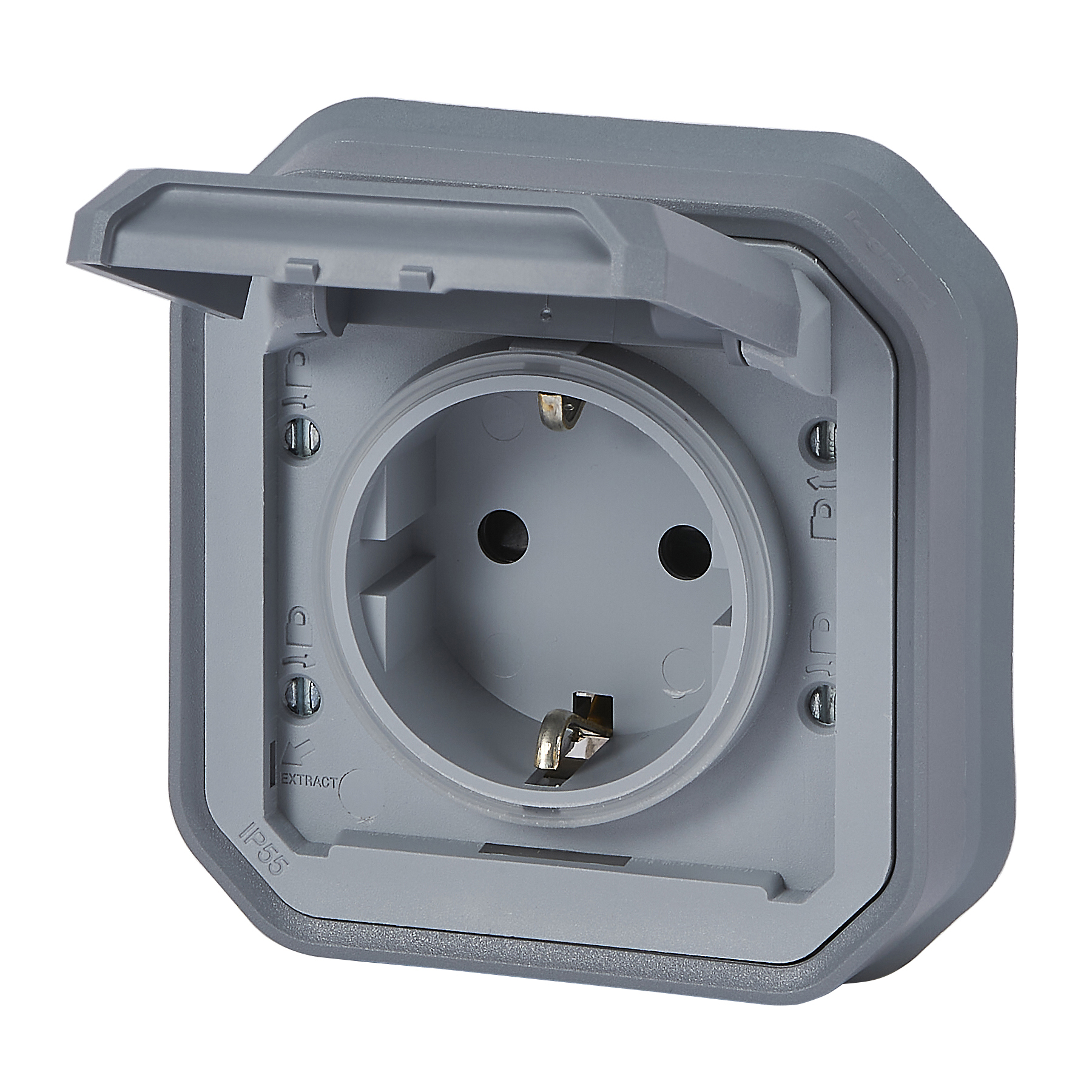 legrand Tryckknapp plexo germ skt screw grey flush claw