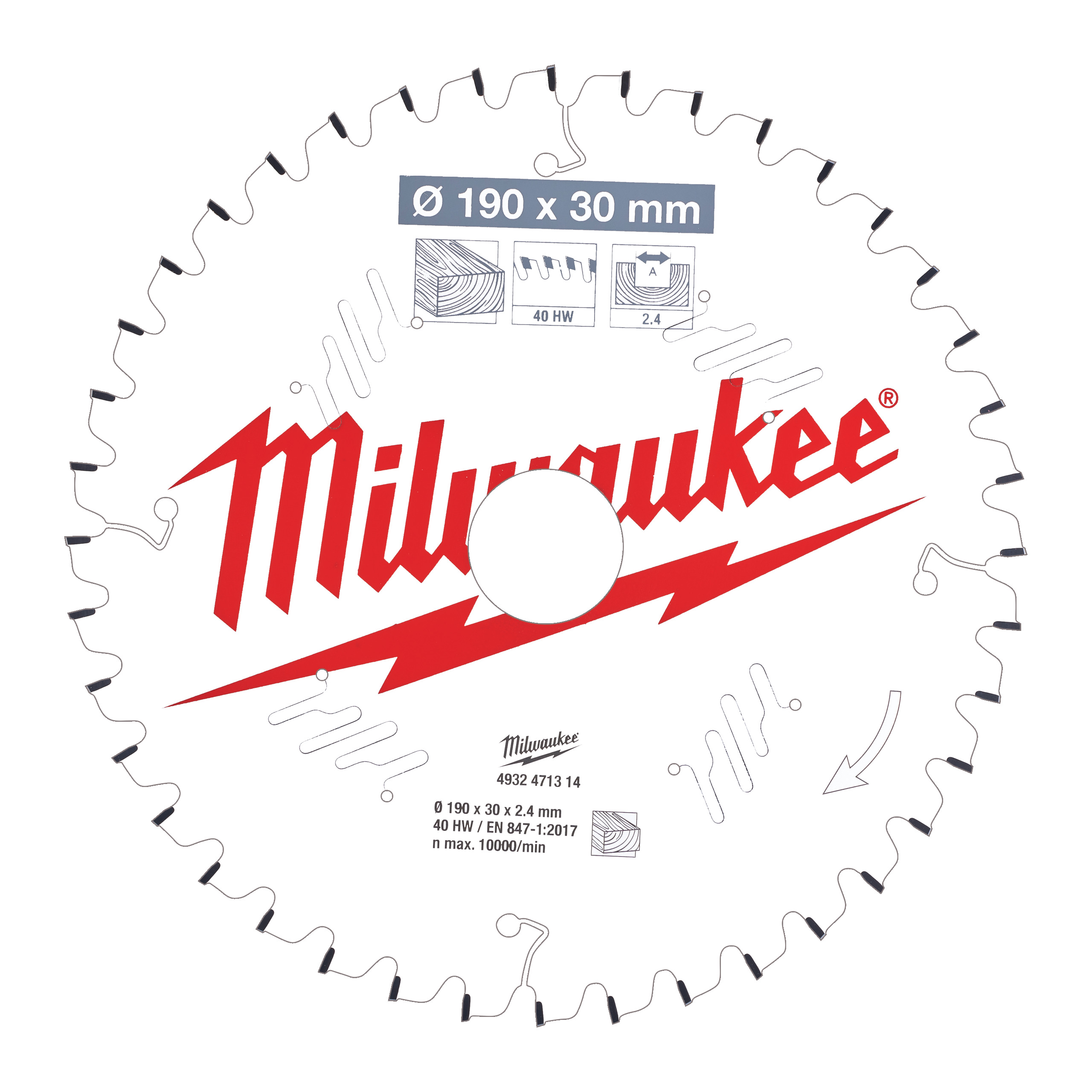 CIRKELSÅGKLINGA MILWAUKEE MS W 190X30X2,4X40ATB NEG