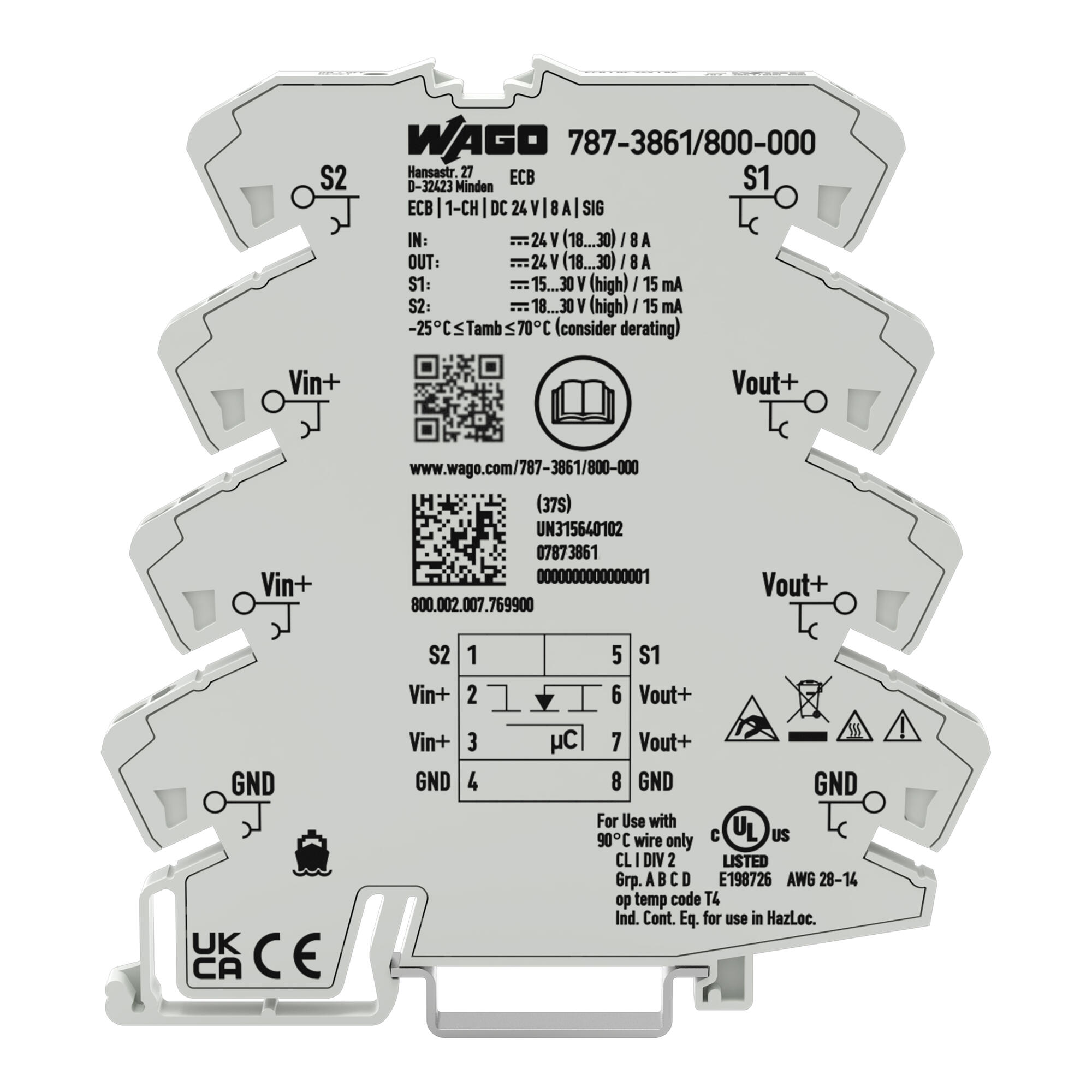 wago Circuit breaker 1-channel, 24 vdc 8 a