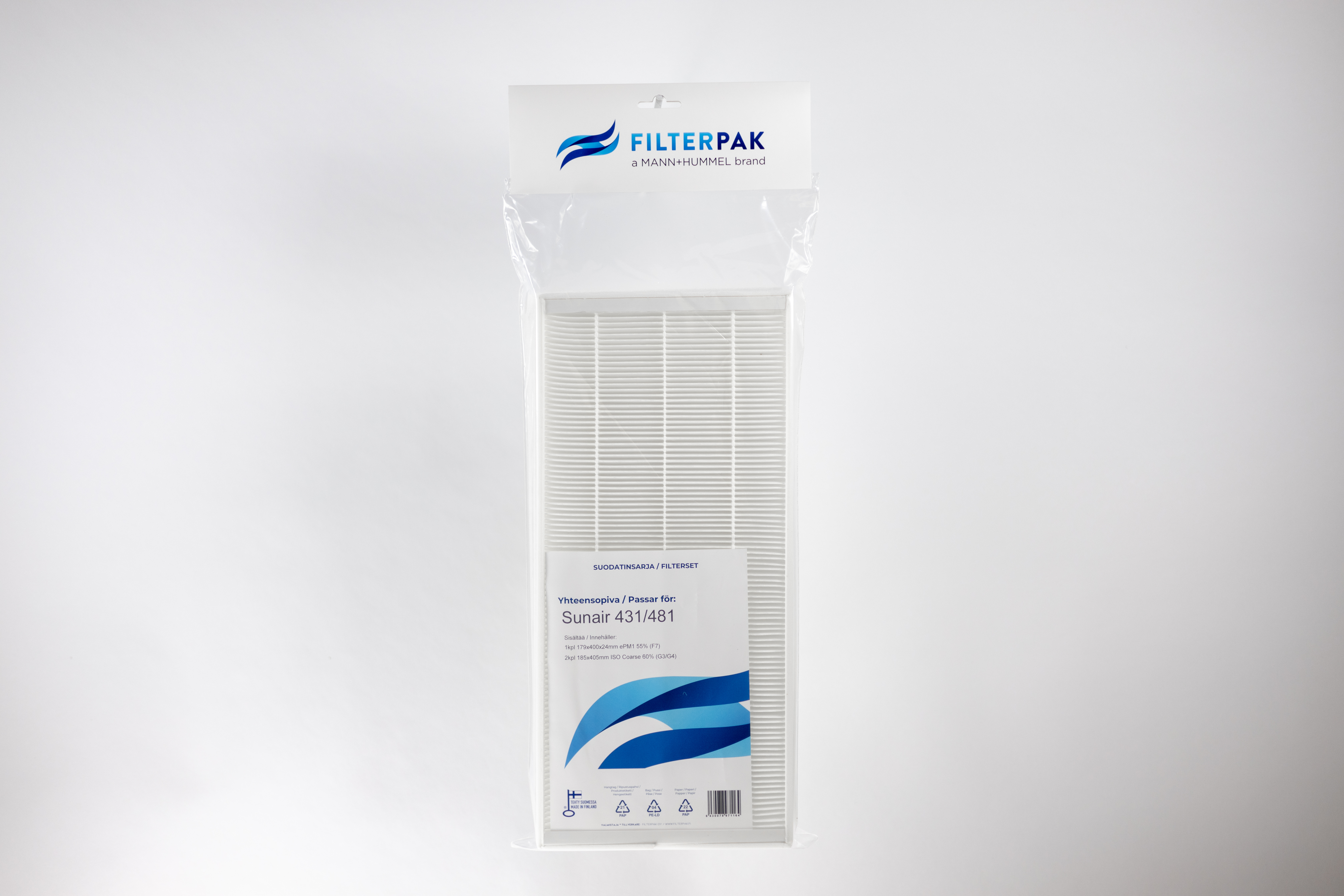SUODATINPAKKAUS FILTERPAK SUNAIR 431/481