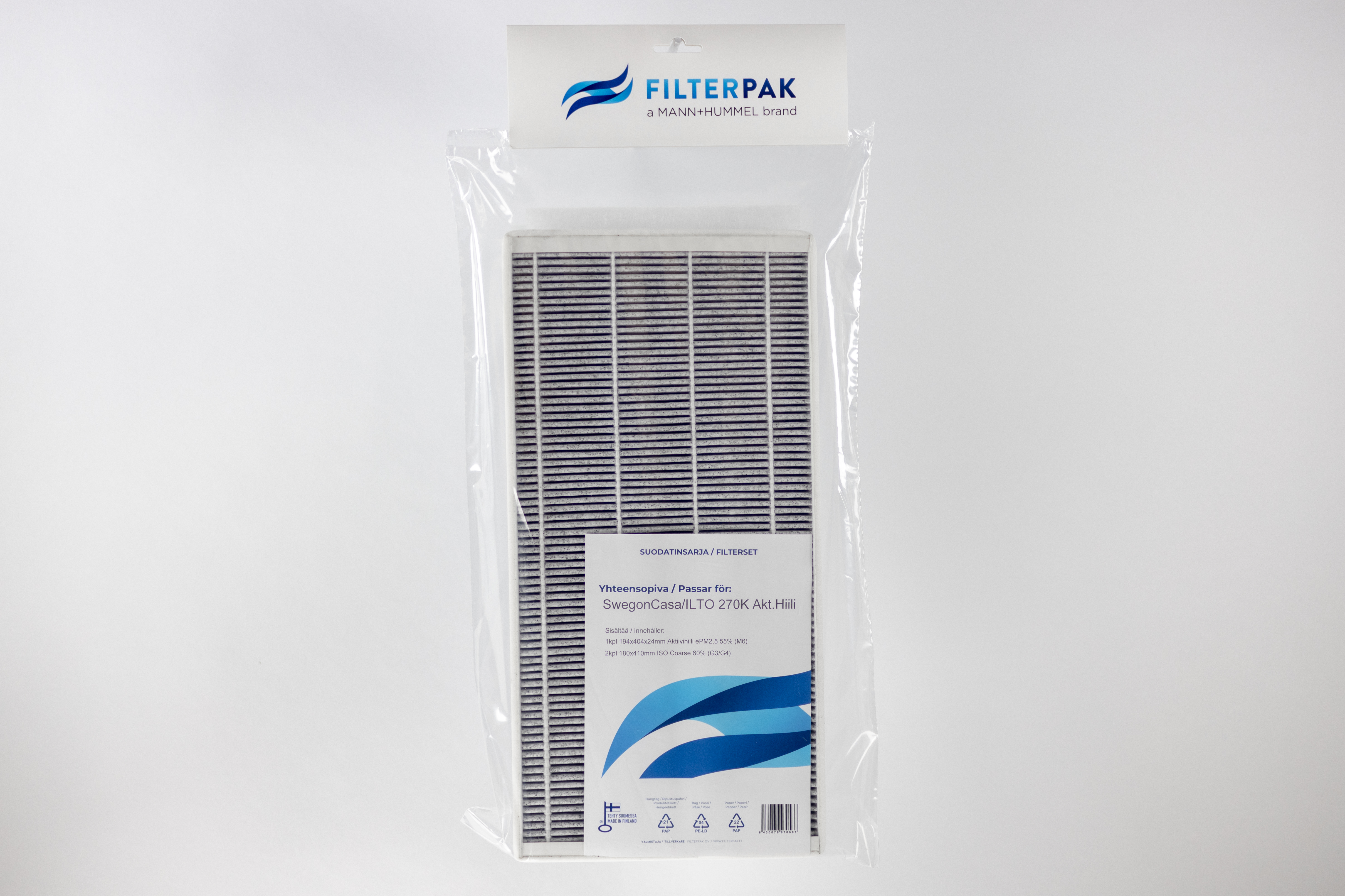 SUODATINPAKKAUS FILTERPAK SWEGONCASA/ILTO 270K AKT.HIILI