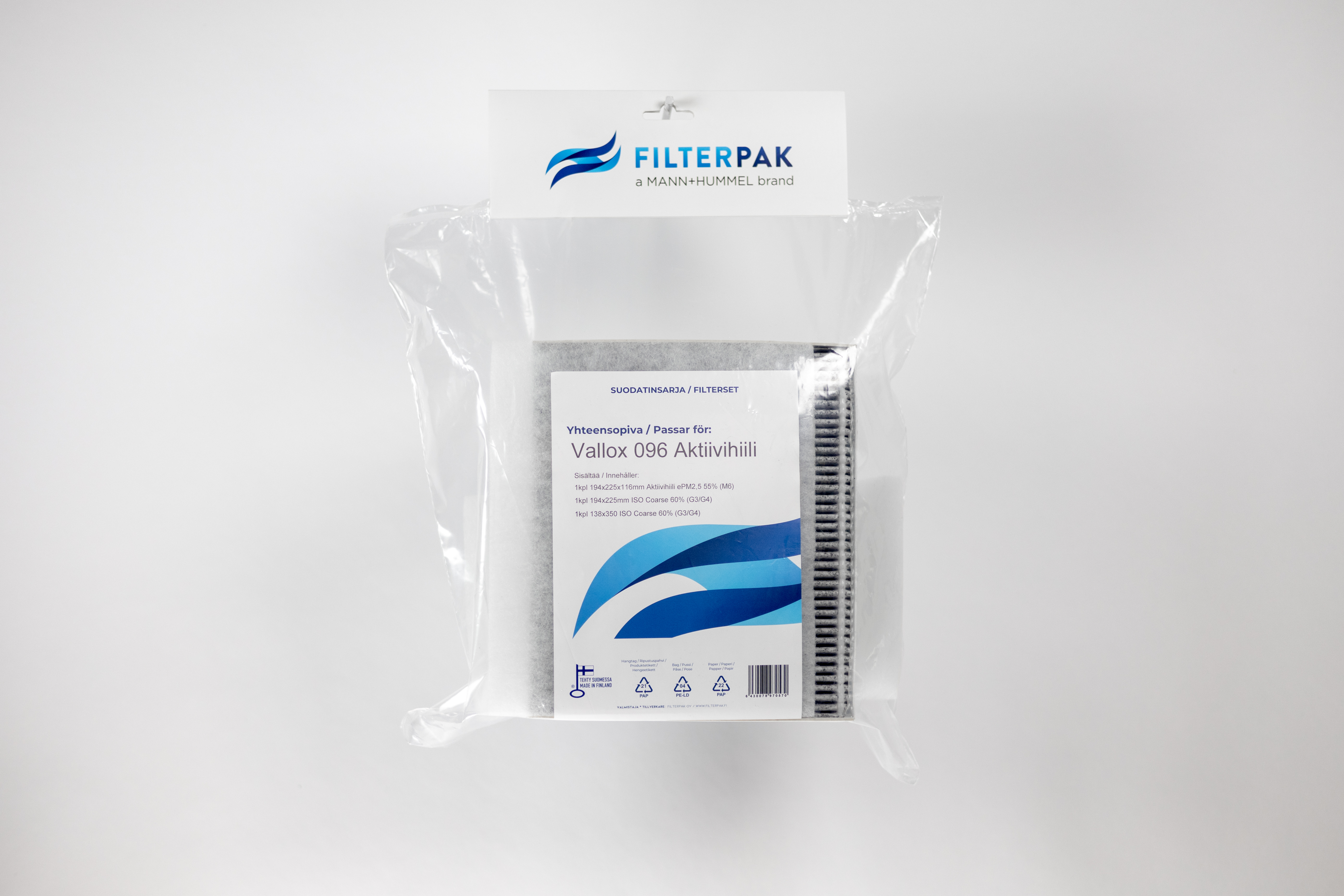 SUODATINPAKKAUS FILTERPAK VALLOX 096 AKTIIVIHIILI NRO 27