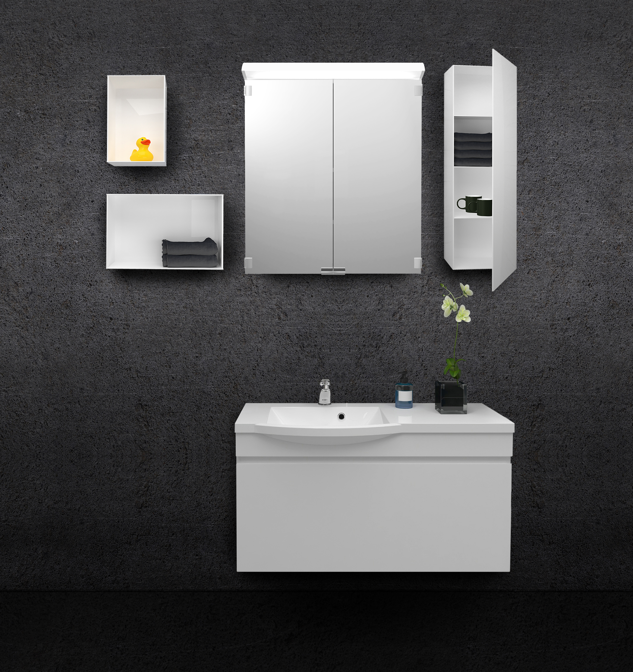 polaria Washbasin cabinet polaria laval 900 left white
