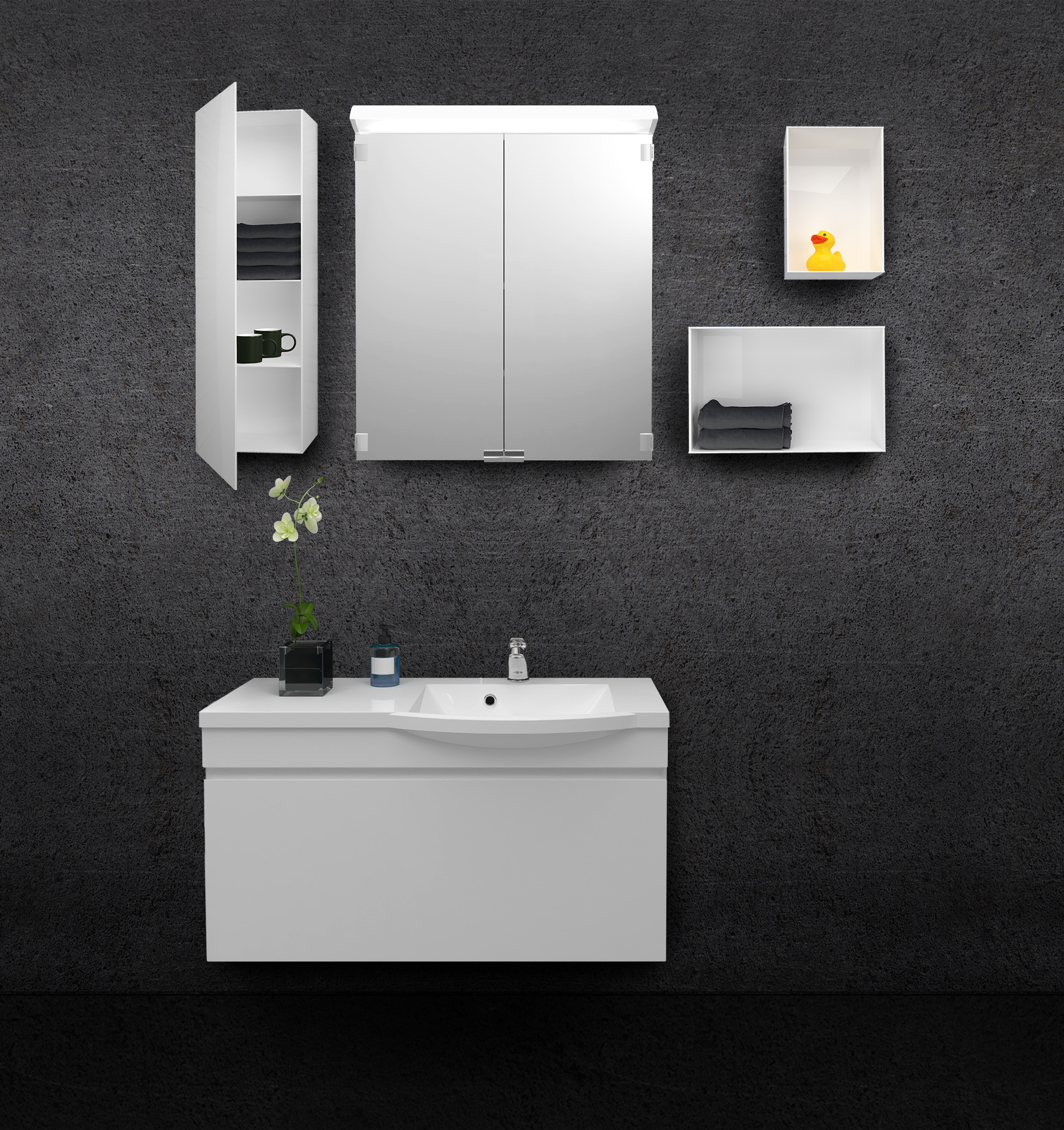 polaria Washbasin cabinet polaria laval 900 right white