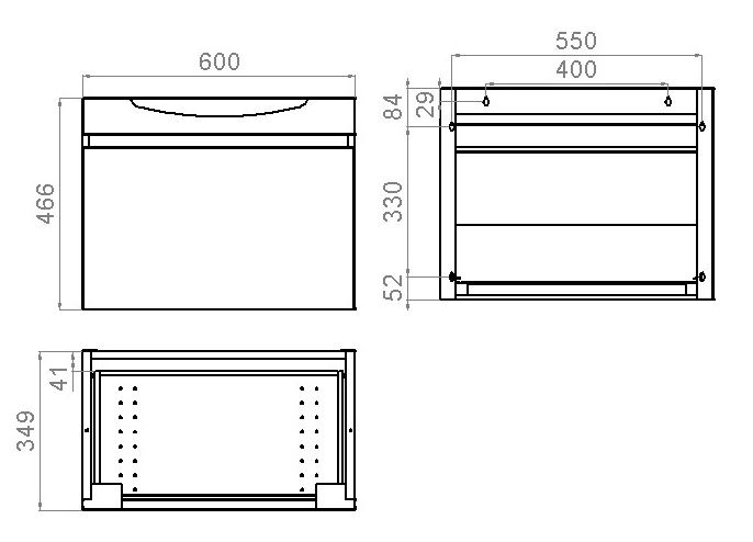 polaria Basin cabinet laval 600 grey wash basin cabinet
