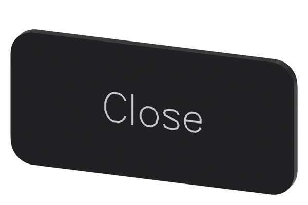 SVART ETIKETT, SKRIFT: CLOSE