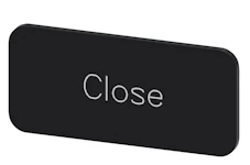 SVART ETIKETT, SKRIFT: CLOSE