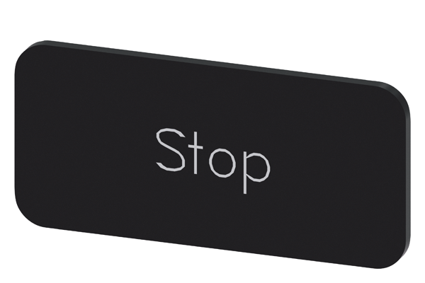 SVART ETIKETT, SKRIFT: STOP