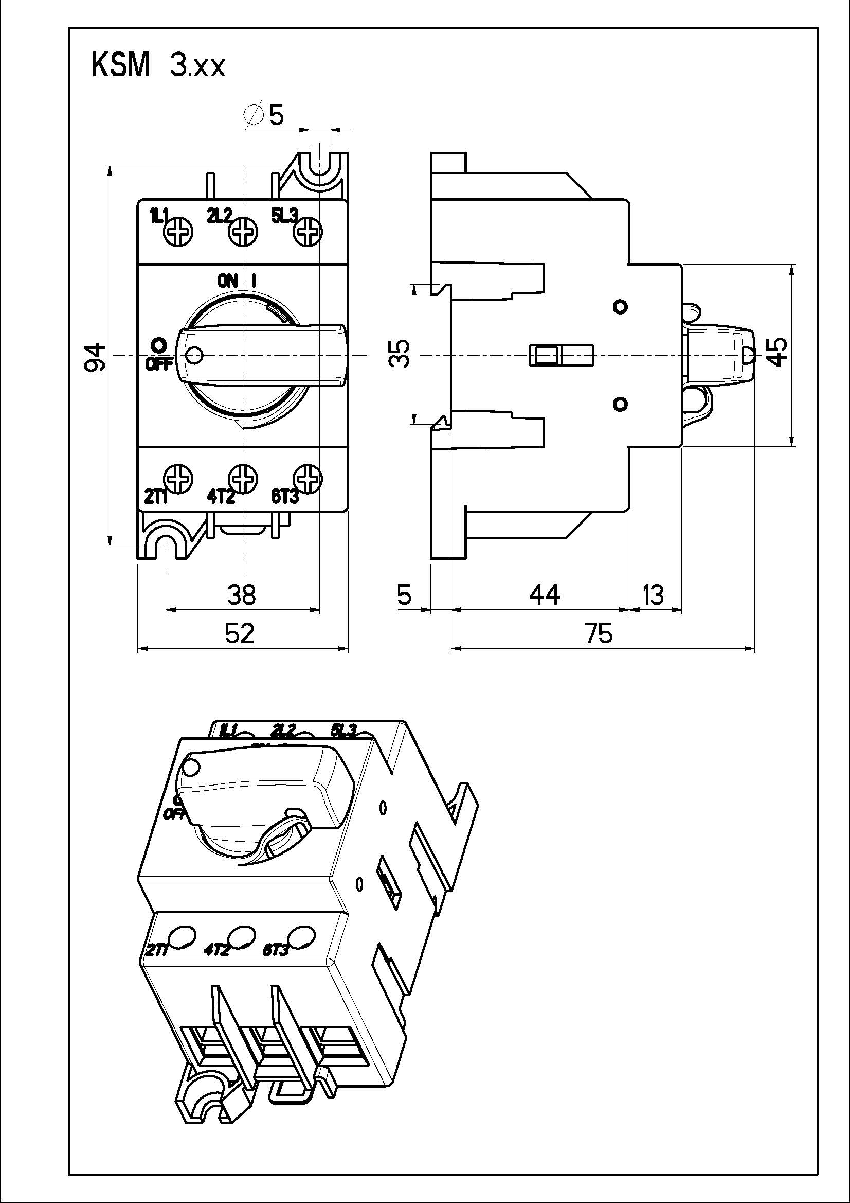 ensto Load break switch rotary ksm3.125 3-pole 125a,with hand