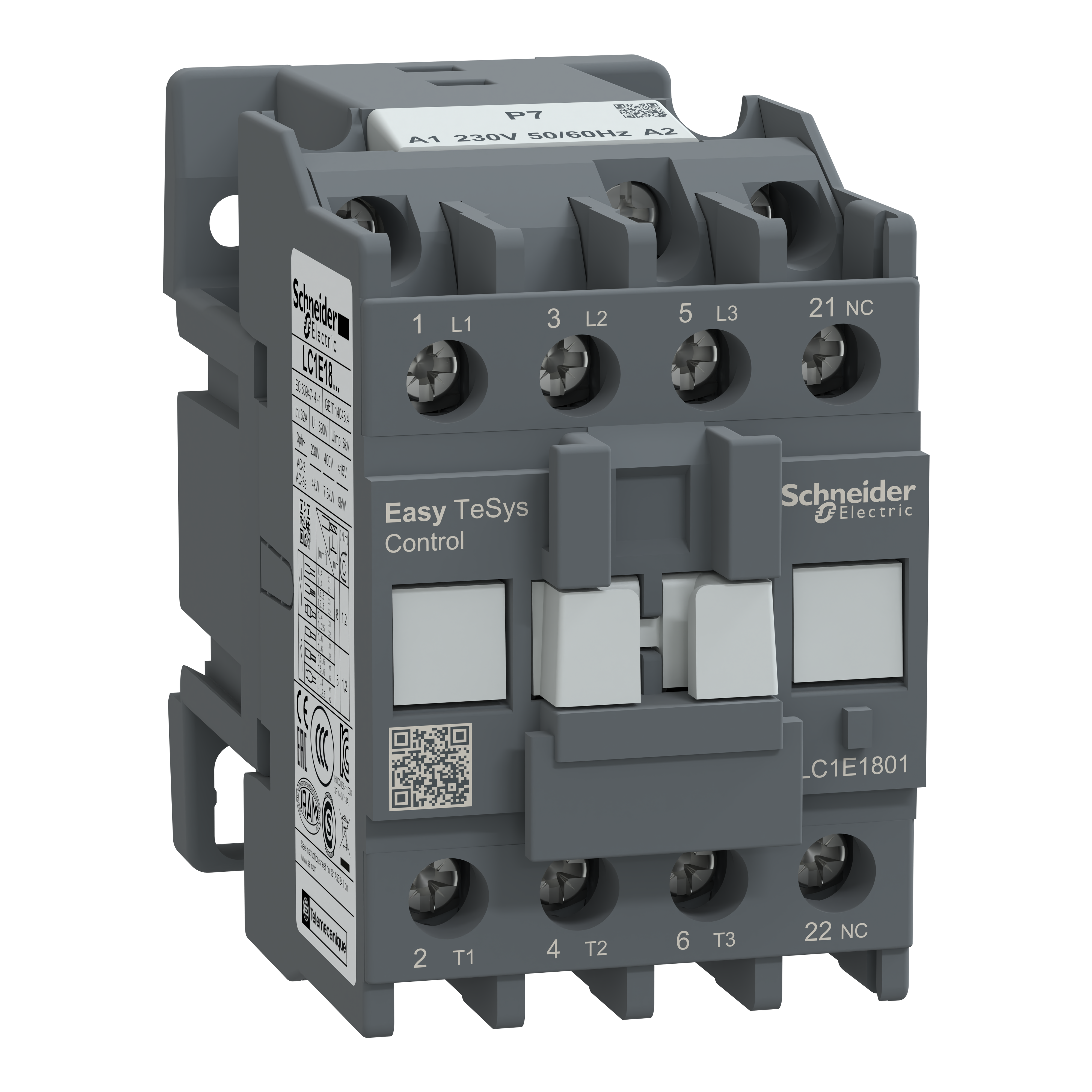 schneider electric Contactor easypact lc1e,3p(3no),440v,18a,230v ac